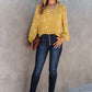 Yellow Split Neck Fall Printed Crinkled Blouse