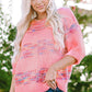 Rose Colorful Stripes 3/4 Sleeve Loose Sweater