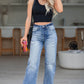 Light Blue High Rise Distressed Straight Leg Jeans