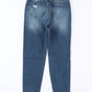 Blue Distressed Button Fly High Waist Skinny Jeans