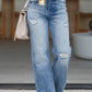 Light Blue High Rise Distressed Straight Leg Jeans