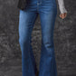 Blue Elastic High Waist Flare Jeans