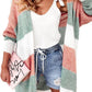 Green Colorblock Stripe Open-Front Cardigan