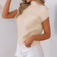 Oatmeal Patch Pocket Ribbed Knit Short Sleeve Sweater