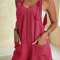 Rose Adjustable Straps Pocketed Textured Romper