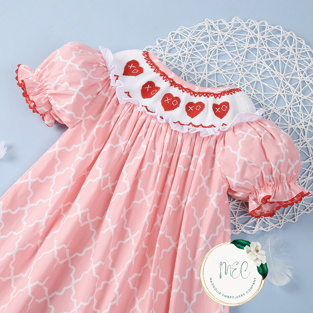 Valentine's Smocked Bishop Dress