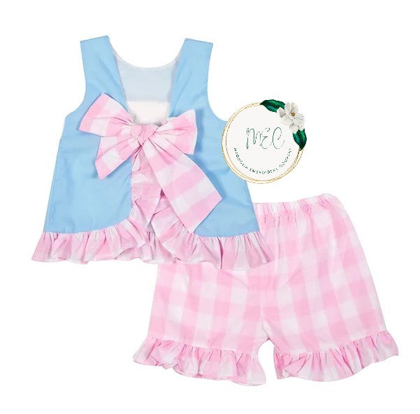 Girls Smocked Back to School Short Set