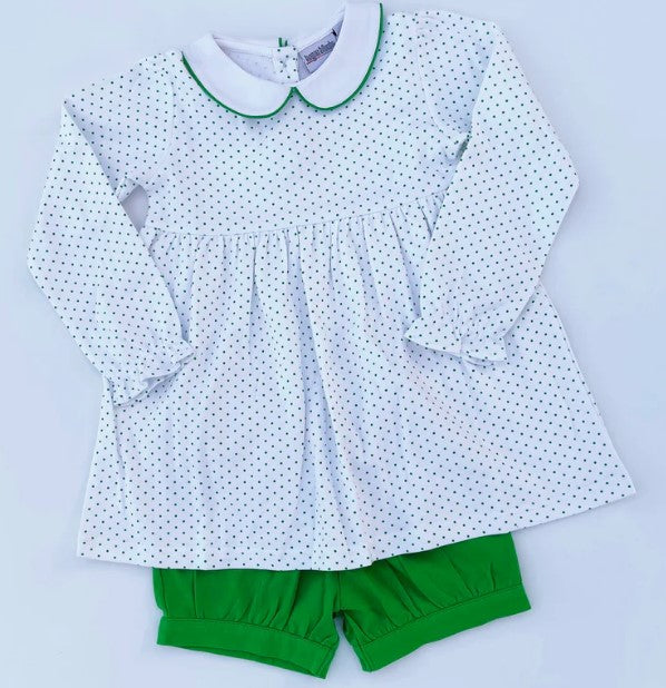 Bitty Dot Girls Short Set - Green