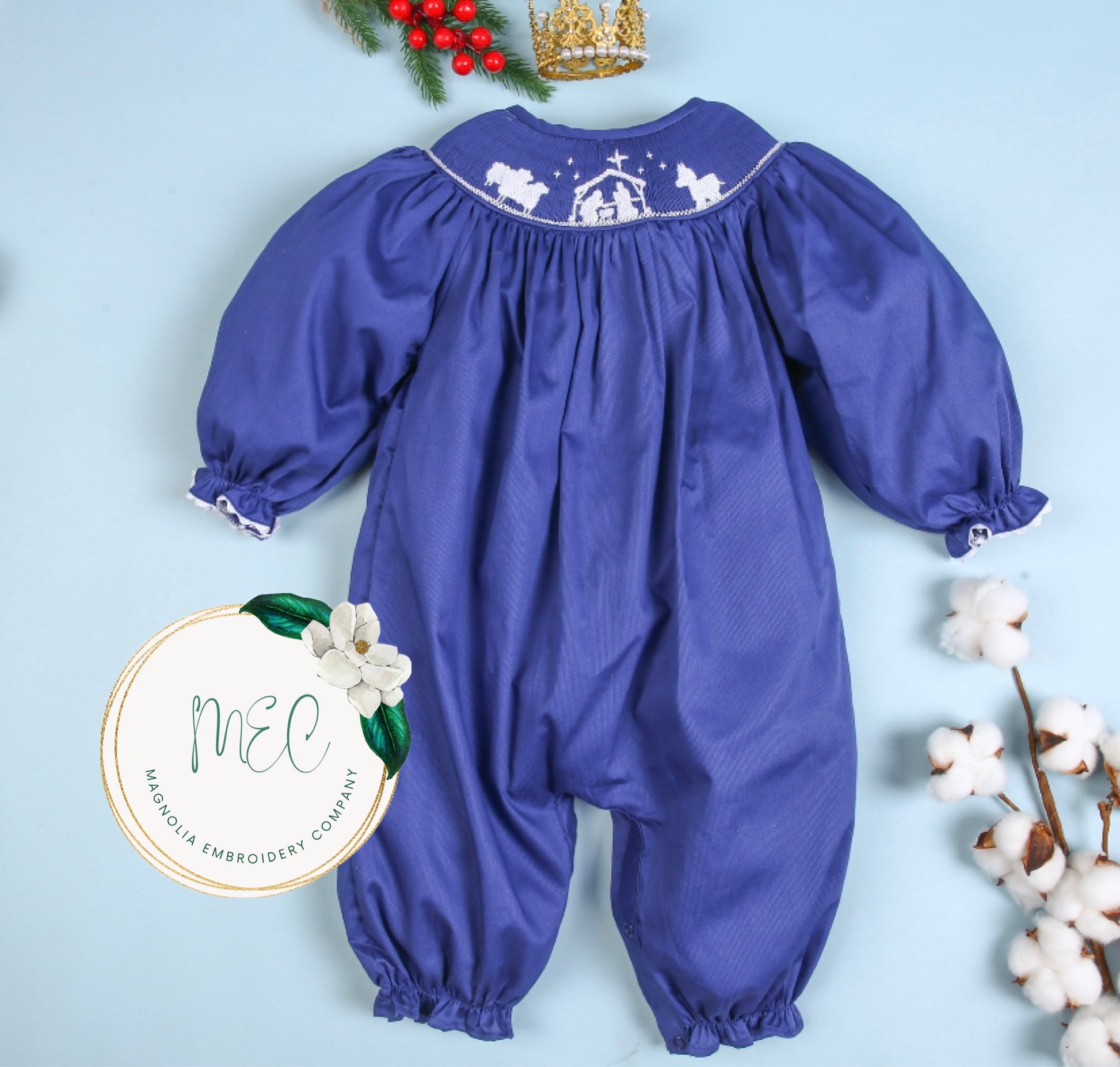 Smocked Nativity Scene Bubble Magnolia Embroidery Company, LLC Smocked Nativity Scene Bubble Magnolia Embroidery Company, LLC