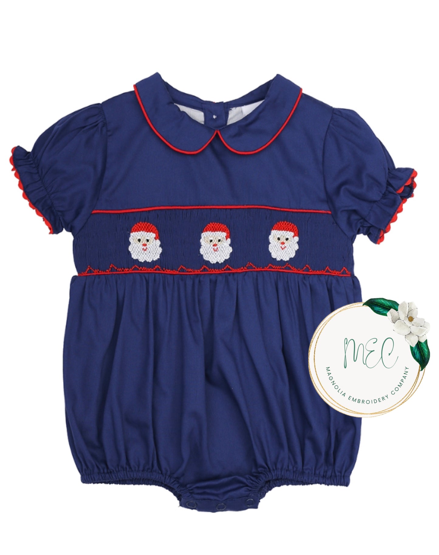 Girl's Santa Smocked Bubble