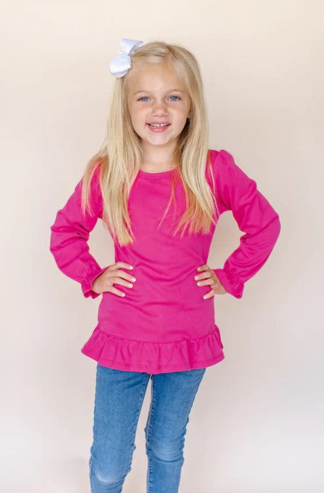 Toddler Girls Appliquéd Ruffle Long Sleeve Tee