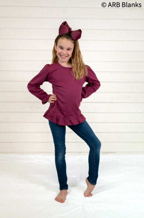 Toddler Girls Appliquéd Ruffle Long Sleeve Tee