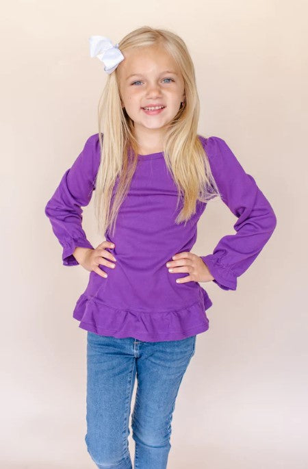 Toddler Girls Appliquéd Ruffle Long Sleeve Tee