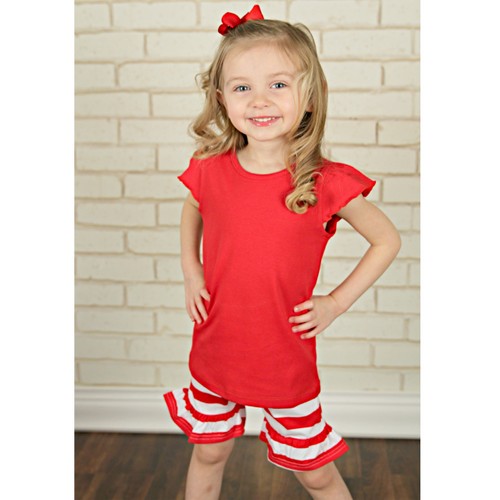 Girls Striped Ruffle Shorts