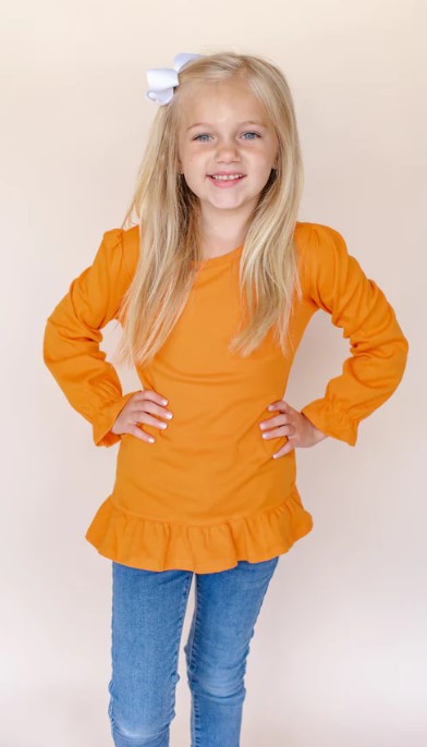 Toddler Girls Appliquéd Ruffle Long Sleeve Tee