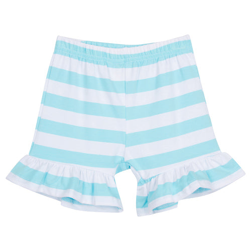 Girls Striped Ruffle Shorts