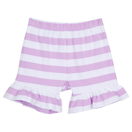 Girls Striped Ruffle Shorts