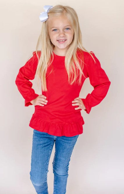 Toddler Girls Appliquéd Ruffle Long Sleeve Tee