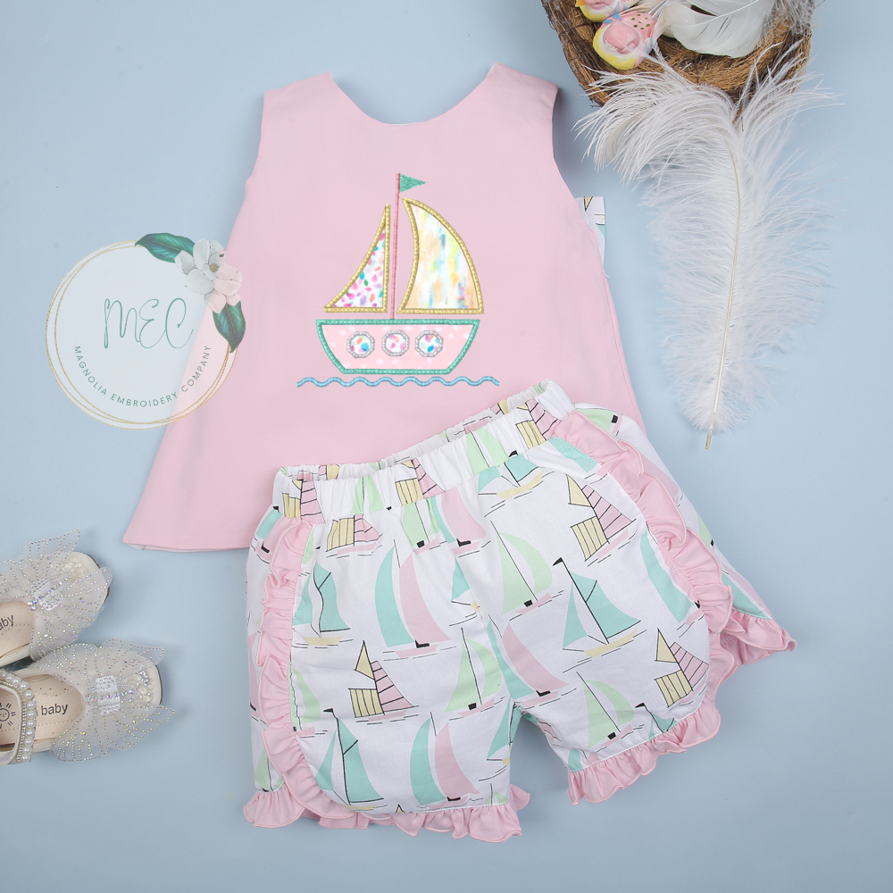 Girls Sailboat Short Set