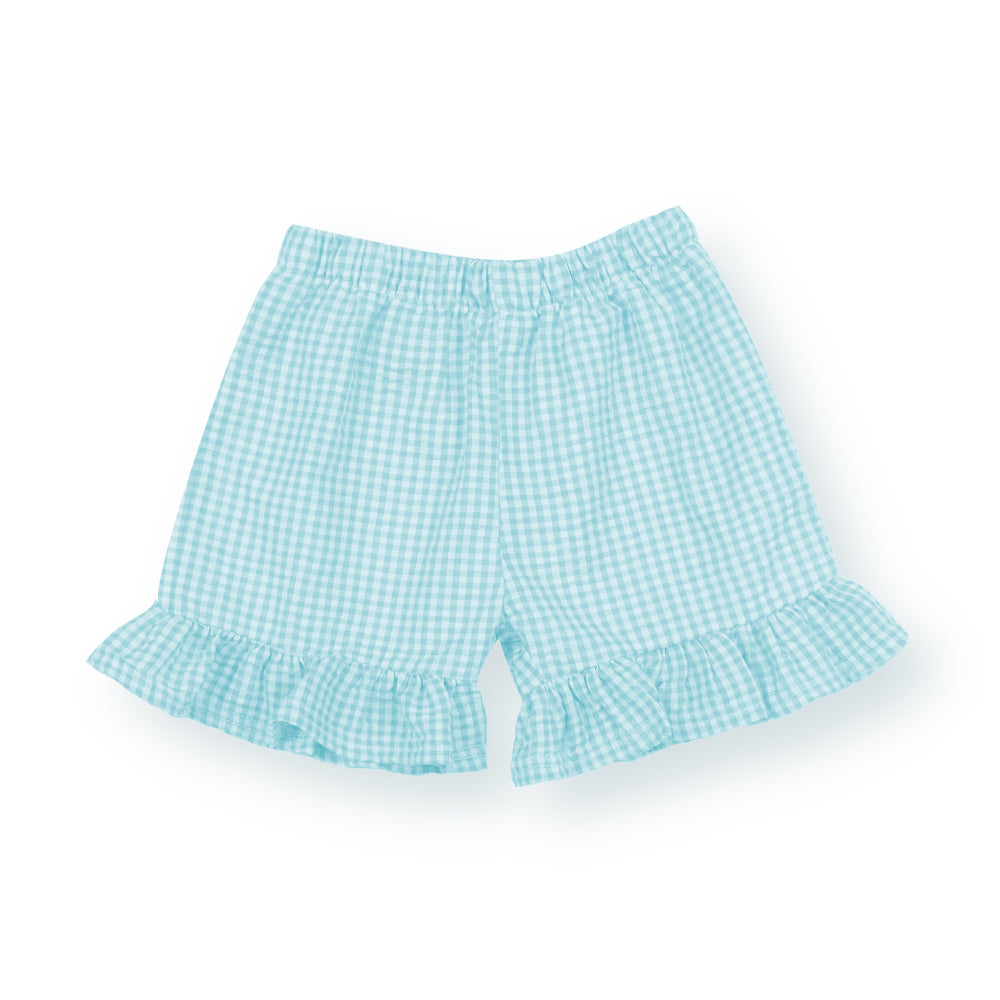 Girls Gingham Ruffle Shorts