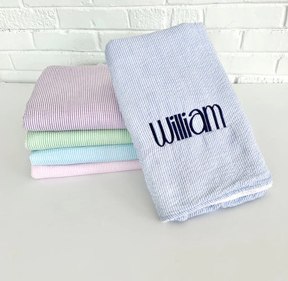 Monogrammed Seersucker Towel