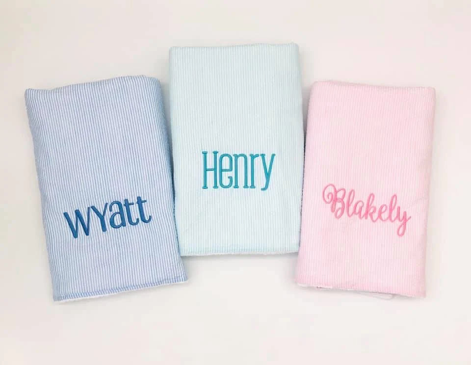 Monogrammed Seersucker Towel