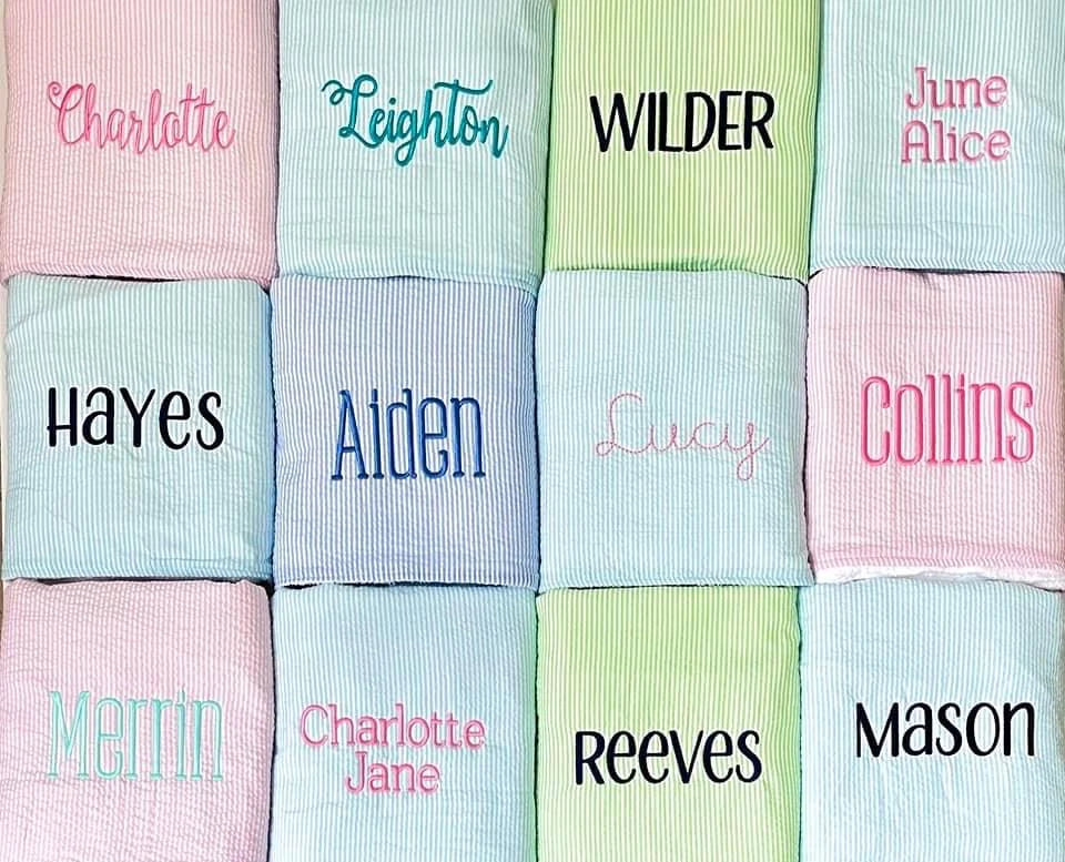 Monogrammed Seersucker Towel