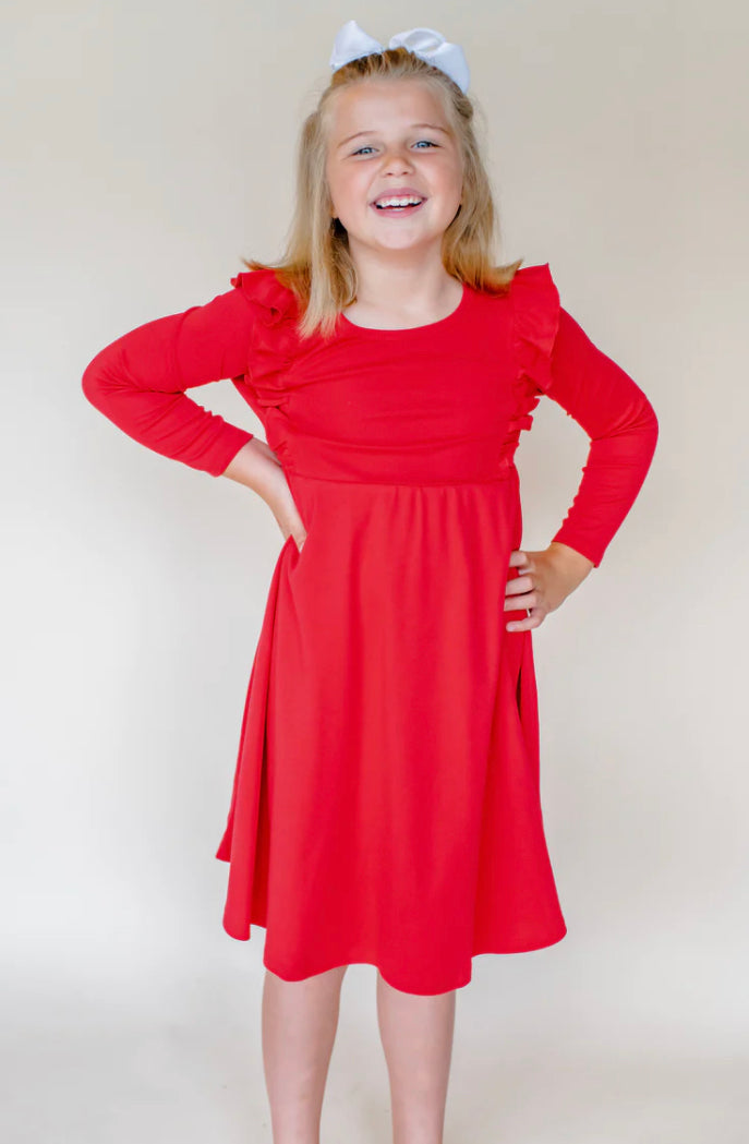 Long Sleeve Twirl Empire Waist Dress