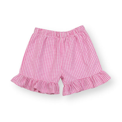 Girls Gingham Ruffle Shorts