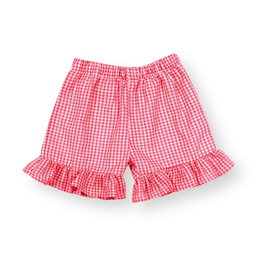 Girls Gingham Ruffle Shorts